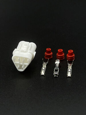 DJ7031F-2-21. Разъём гнездовой 3-х контактный в белом корпусе.