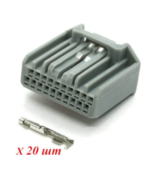 MX34020SF1.DJ7201S-1-21. Разъём 20-ти конт. гнезд. 2-х рядный с контактами (серый корпус). HONDA AUX.