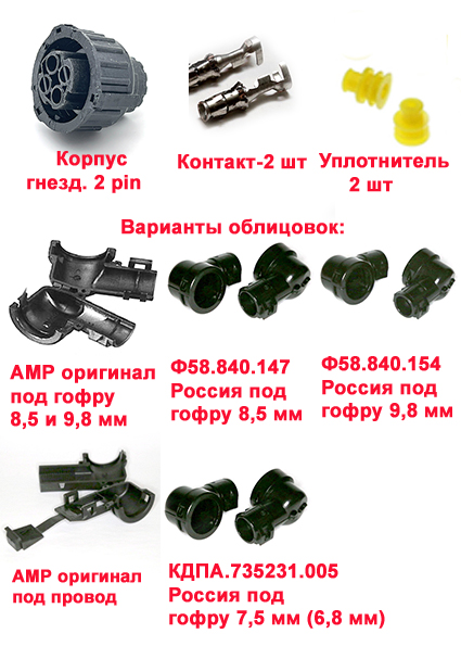 СЦБ-2Р. Разъём байонетный гнездовой 2 pin + 2 клеммы+2 уплотнителя+ УГЛОВАЯ облицовка