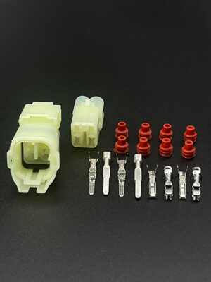 DJ7045F-2-21(11). Разъём межжгутовой 4-х конт. 2-х рядный в бежевом корпусе.